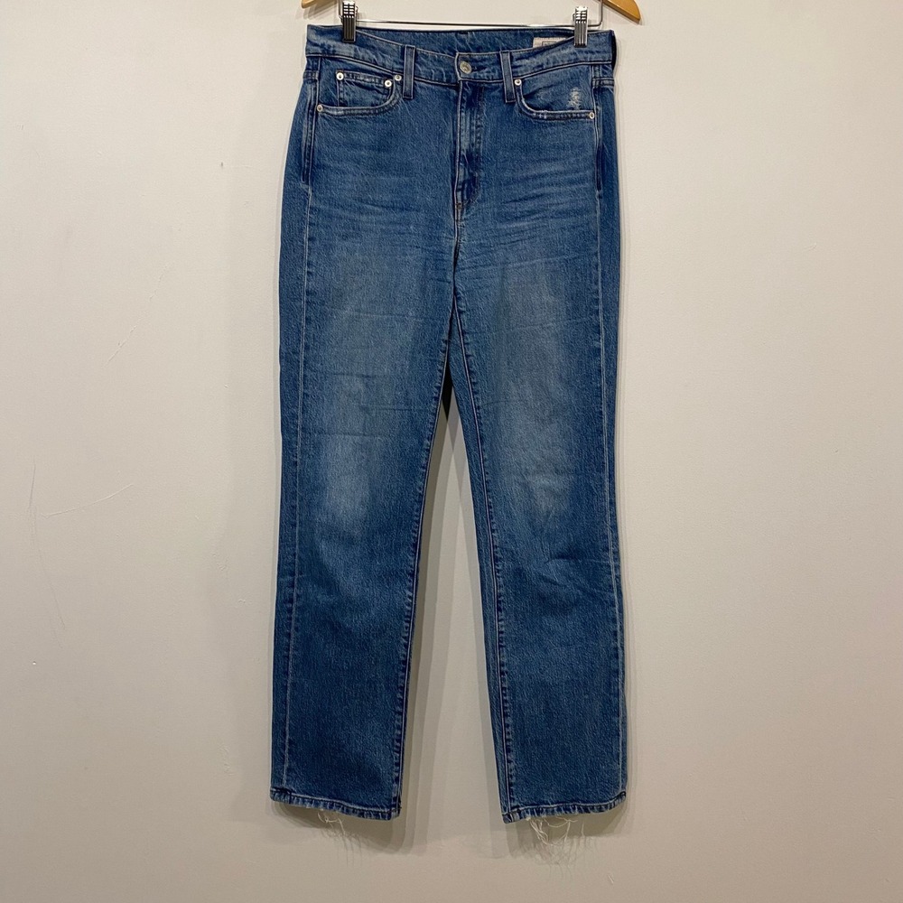 AYR The LaLa High Rise Straight Leg Jeans Medium Wash Distressed Size 29 LA Made